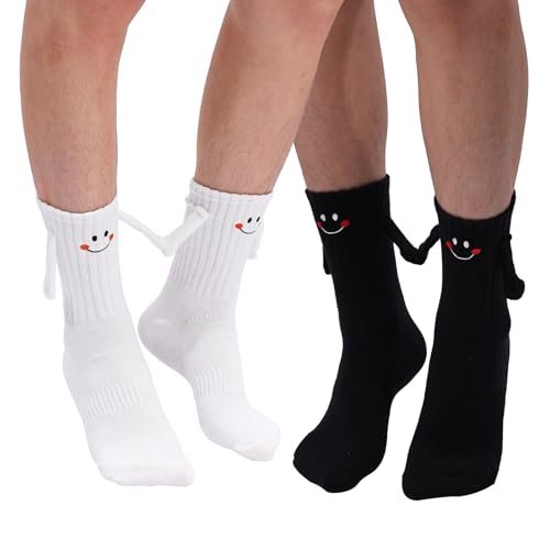 2 Pairs Magnetic Holding Hands Socks Funny Gifts For Couples, Anniversary, Best Friends, Engagements, Teens