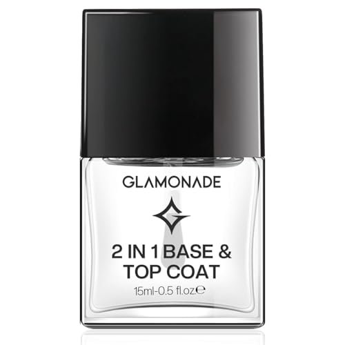 Base Top Coat Nail Polish: 2 in 1 Clear Quick Dry Nail Polish High Shine Glossy Long Lasting Color Protection Fast Air Dry Nail Polish for Women Salon Quality 0.5 Fl Oz