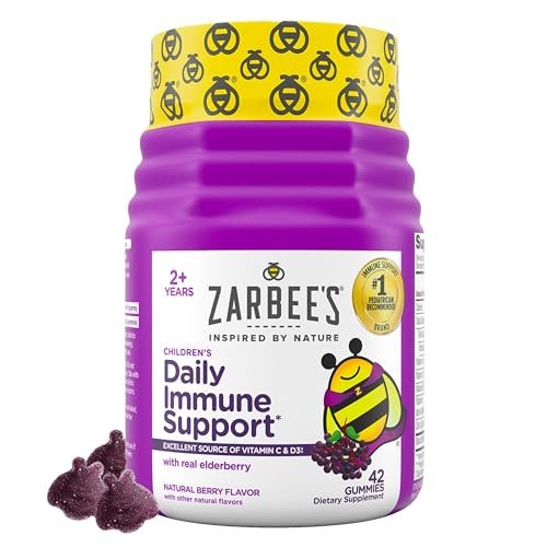 Children'S Daily Immune Support Gummies With Real Elderberry + Vitamins A, C, D, E & Zinc to Help Promote a Healthy Immune System, No Artificial Flavors, Gluten-Free, 42 Ct