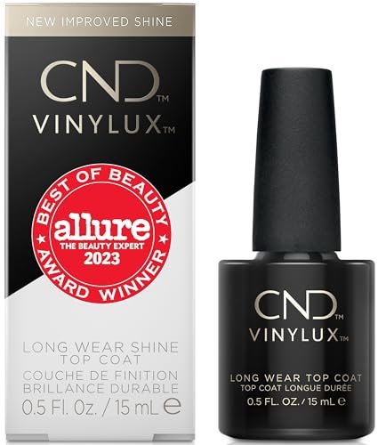 Cnd Vinylux Long Wear Shine Top Coat, Gifts for Her, Stocking Stuffers for Women, Quick Drying Formula, Easy to Remove, 0.5 Fl Oz