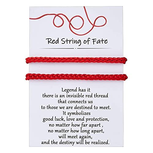 Desimtion Matching Bracelets for Couples Him Boyfriend, Red String of Fate Long Distance Relationship Gift Ideas for Girlfriend Her