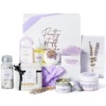 Gifts for Women Spa Lavender Bath Gift Baskets Valentines Day Gifts Relaxing Self Care Gift for Mom Her Sister Wife Auntie Home Bath Kit Care Package Birthday Friendship Gift Ideas