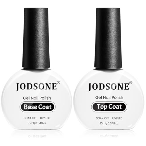 Jodsone 2 Bottles 10Ml Of Top Coat Base Coat Gel Polish Set Bright Surface At Home Diy Nail Salon Girl Gift, Transparent