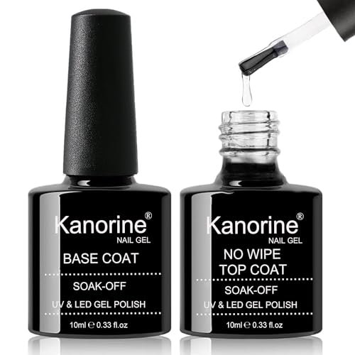 Jodsone 2 Bottles of Top Coat Base Coat Set No Wipe Foundation Combination Bright Surface At Home Diy Nail Salon Girl Gift