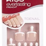 Kiss Everlasting French Pedicure Kit, Chip-Free Glue-On Fake Toenails, Real Short Length, Style “Limitless”, Flexi-Fit Technology, Pink Gel Nail Glue, Mini File, Manicure Stick & 24 False Toenails