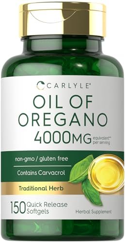 Oregano Oil 4000Mg Supplement | 150 Softgel Capsules | Contains Carvacrol | Non-Gmo & Gluten Free Formula