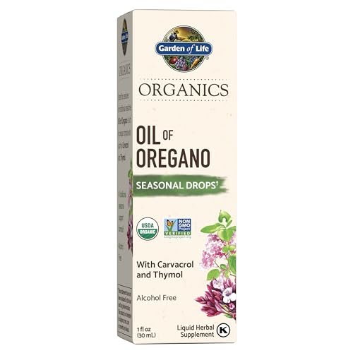 Organics Oil of Oregano Seasonal Drops 1Fl Oz (30 Ml) Liquid, Concentrated Plant Based Immune Support - Alcohol-Free, Organic, Non-Gmo, Vegan & Gluten Free Herbal Supplements