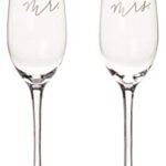 Pearhead Mr. & Mrs. Champagne Flute Set - Elegant His And Hers Wedding Toasting Glasses for Unforgettable Celebrations, Bridal Shower And Registry Idea, Tall Wine Glasses for Bride And Groom