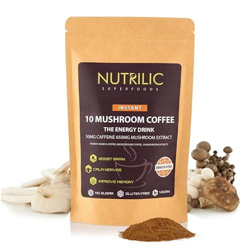 Ryze Mushroom Coffee | 6 Adaptogenic Mushrooms | Usda Organic | Instant Coffee | Mct Oil | Usa Grown | Better Energy, Focus, Digestion, Immunity | Cordyceps, Lion’S Mane, Turkey Tail | 30 Servings