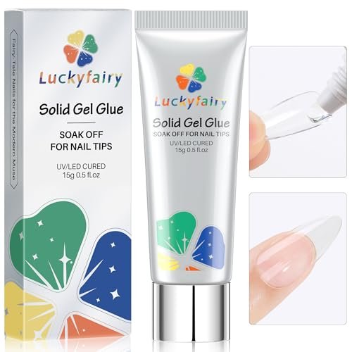 Una Gella Soft Gel Nail Tips Glue Gel Solid Nail Glue Gel 15Ml Lamp Curing Needed Solid Soak Off Glue Super Strong Nail Glue Gel for Acrylic Nails Extension Fake Nails Press On Nails