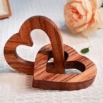 Valentine'S Day Romantic Heart Gifts for Her, Handmade Wood Hearts Shape for Couple Wife Husband Wedding Anniversary Birthday Present (Linked Hearts (7Cm))