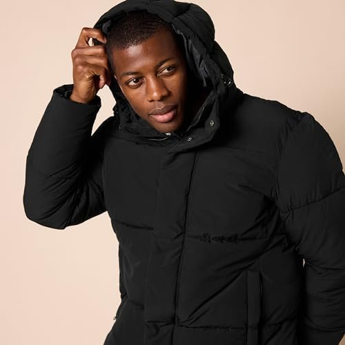 Amazon Essentials Men's Mid-Length Hooded Puffer Coat (Avail...