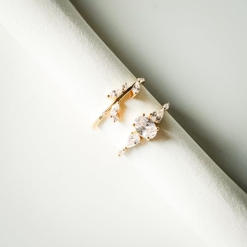 Modern Wedding Ring Stack | Three Stone CZ Engagement Ring |...