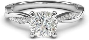 Sterling Silver 4-Prong Petite Twisted Vine Simulated 1.0 CT... Sterling Silver 4-Prong Petite Twisted Vine Simulated 1.0 CT...