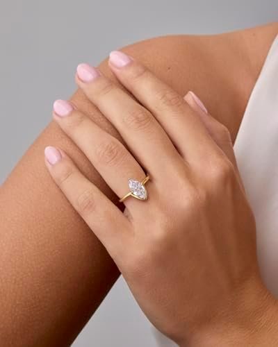 PAVOI 14K Gold Plated Marquise 1.5CT Cubic Zirconia Fake Bri...