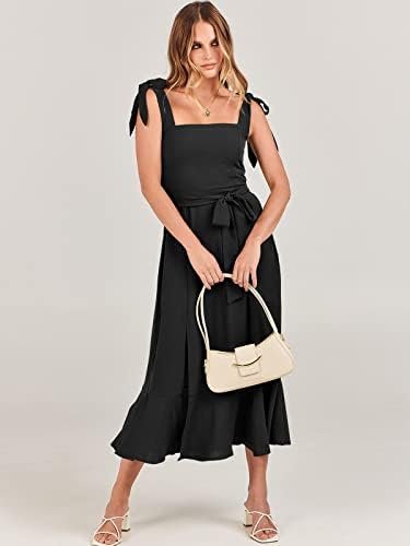 ANRABESS Women's Square Neck Ruffle Split Midi Elegant Forma...