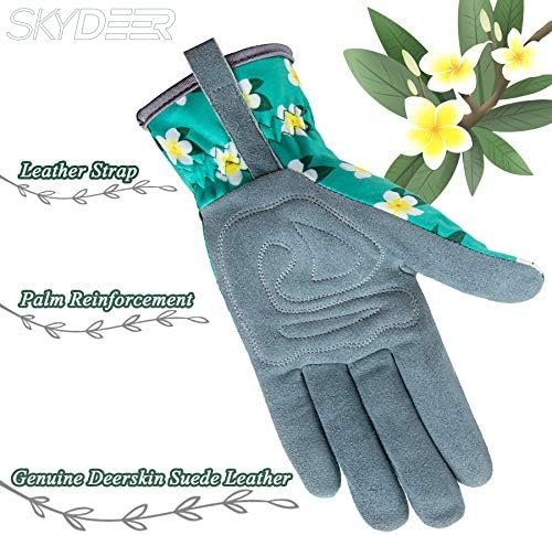 SKYDEER Women's Gardening Gloves - Genuine Deerskin Suede, U...