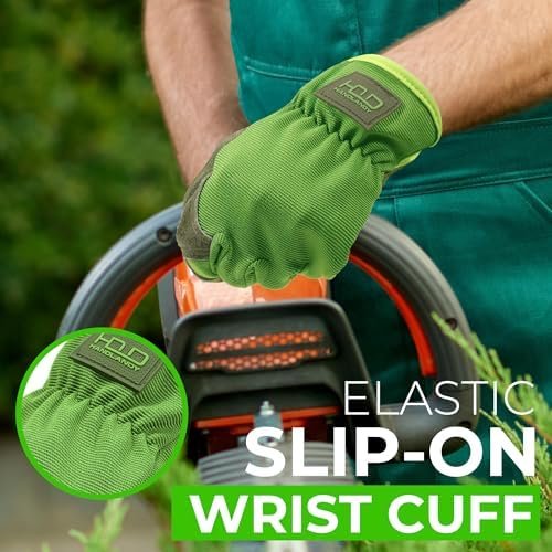 HANDLANDY Men Leather Gardening Gloves, Utility Work Gloves ...