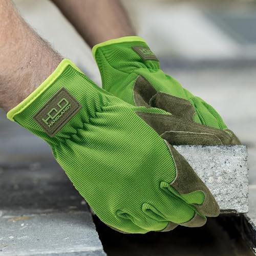 HANDLANDY Men Leather Gardening Gloves, Utility Work Gloves ...