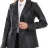 Women's Lambskin Leather Blazer,Fitted Leather Jacket,Button...