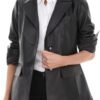 Women's Lambskin Leather Blazer,Fitted Leather Jacket,Button...