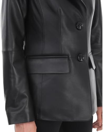 Women's Lambskin Leather Blazer,Fitted Leather Jacket,Button...