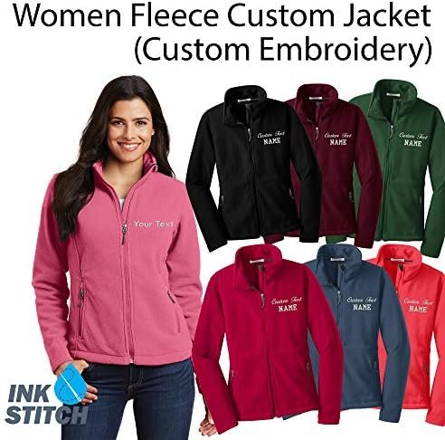 INK STITCH Ladies Custom Stitching Text Value Fleece Jackets...
