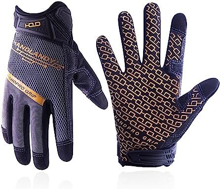 HANDLANDY Mens Work Gloves Touch screen, Utility Mechanic Gl...