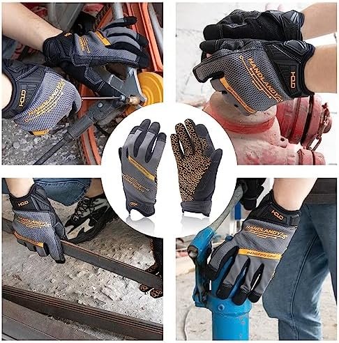 HANDLANDY Mens Work Gloves Touch screen, Utility Mechanic Gl...
