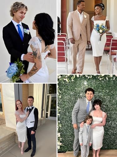 EYNMIN Women's Lace Strap Bodycon Satin Midi Dress Square Ne...