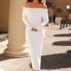 MEROKEETY Women's Winter Off Shoulder Bodycon Sweater Dress ...