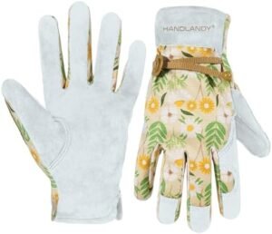 HANDLANDY Gardening Gloves for Women, Breathable Ladies Leat...