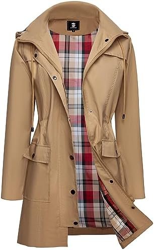 SaphiRose Women's Waterproof Rain Jacket Lightweight Raincoa...