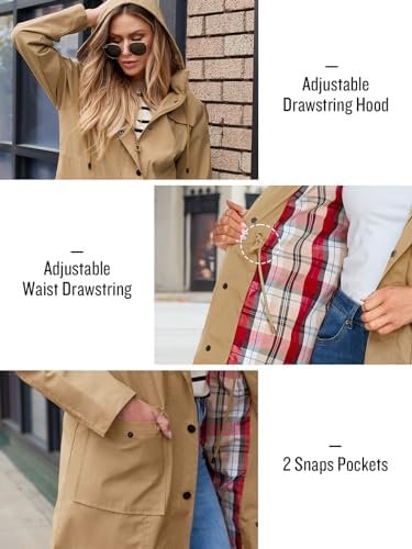 SaphiRose Women's Waterproof Rain Jacket Lightweight Raincoa...