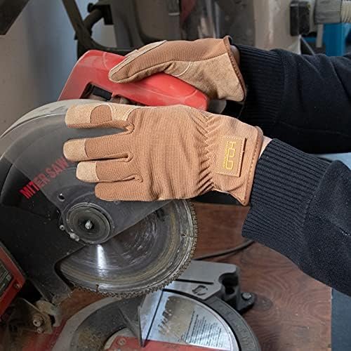 HANDLANDY Men Leather Gardening Gloves, Utility Work Gloves ...