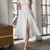 Off Shoulder Organza Wedding Dresses for Bride Midi Prom Par...