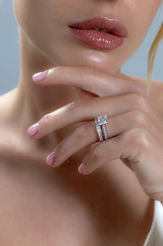 4.3 Carats Sterling Silver Cubic Zirconia Bridal Set Engagem...