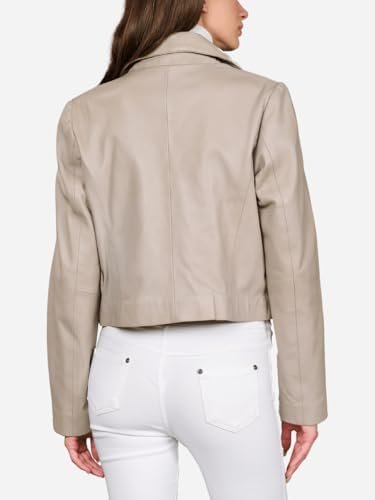 Cropped Leather Jacket Women | Genuine Leather Coat Snap But...