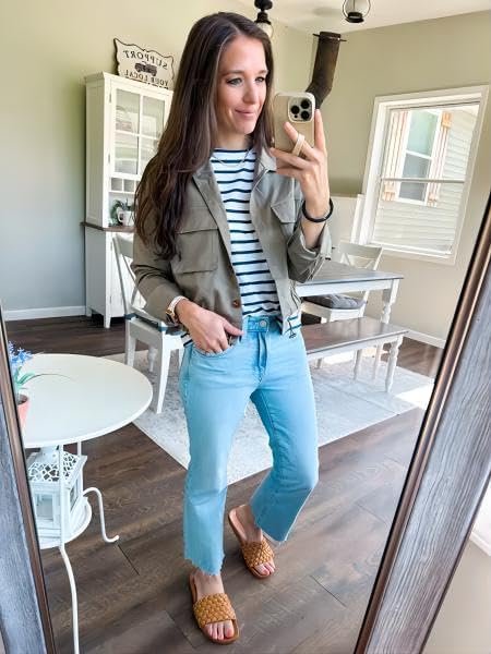 Onedreamer Women's Military Safari Cropped Jackets Button Do...