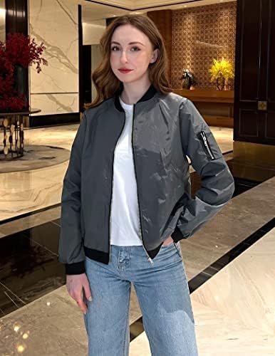 Zeagoo Women's Bomber Jacket Casual Coat Zip Up Outerwear Wi...