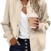 Zeagoo Bomber Jacket Women Varsity Casual Striped Button Dow...