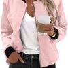 Zeagoo Women's Bomber Jacket Casual Coat Zip Up Outerwear Wi...