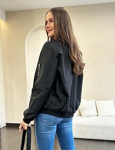 Zeagoo Women's Bomber Jacket Casual Coat Zip Up Outerwear Wi...