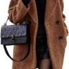 BTFBM Women 2025 Winter Faux Fur Coats Lapel Long Sleeve Fuz...