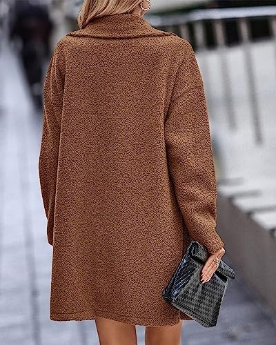 BTFBM Women 2025 Winter Faux Fur Coats Lapel Long Sleeve Fuz...