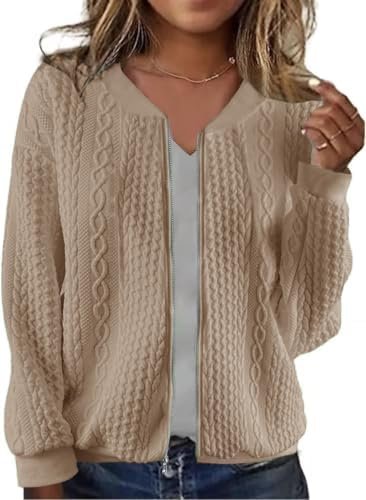 Women's Full Zip Sweatshirt Jacket Stand Collar Hoodless Out...