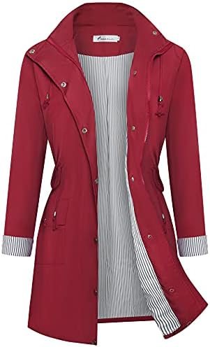 Twinklady Rain Jacket Women Windbreaker Striped Climbing Rai...