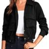 Onedreamer Women's Military Safari Cropped Jackets Button Do...