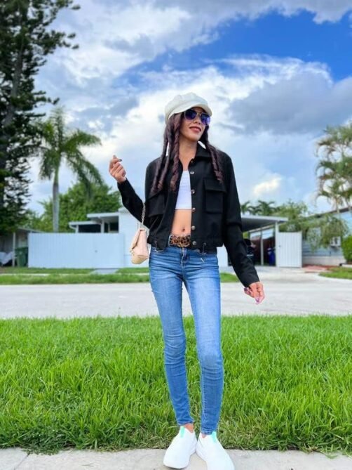 Onedreamer Women's Military Safari Cropped Jackets Button Do...