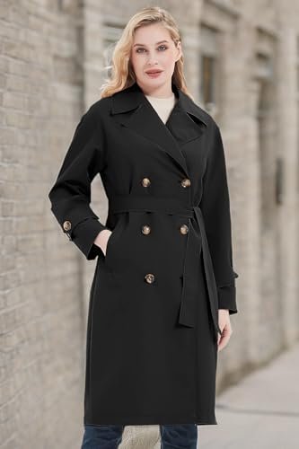 RISISSIDA Women Trench Coats, Water Resistant Double Breaste...